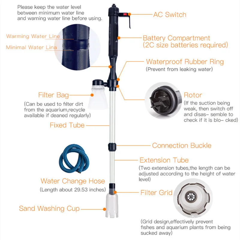 Changeur d'eau électrique, pom - Gravel Vacuum Cleaner avis et prix